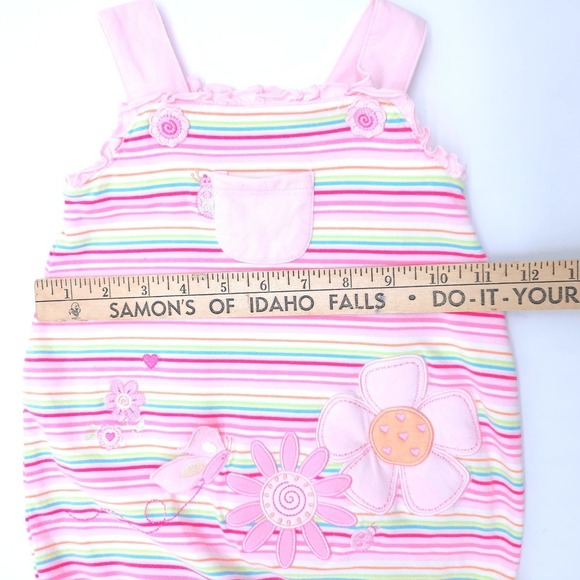 Vintage Minibasix Baby Girl Pink Floral Butterfly Sleeveless Jumper Romper 3M - Picture 6 of 6
